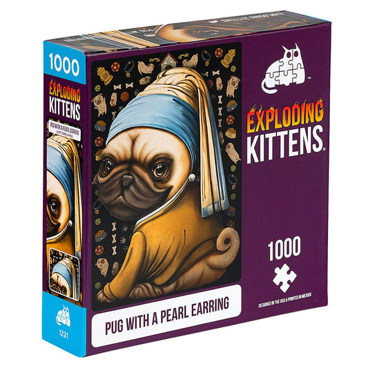 Puzzle Exploding Kittens: Pug with a pearl earring - 1000 PCS